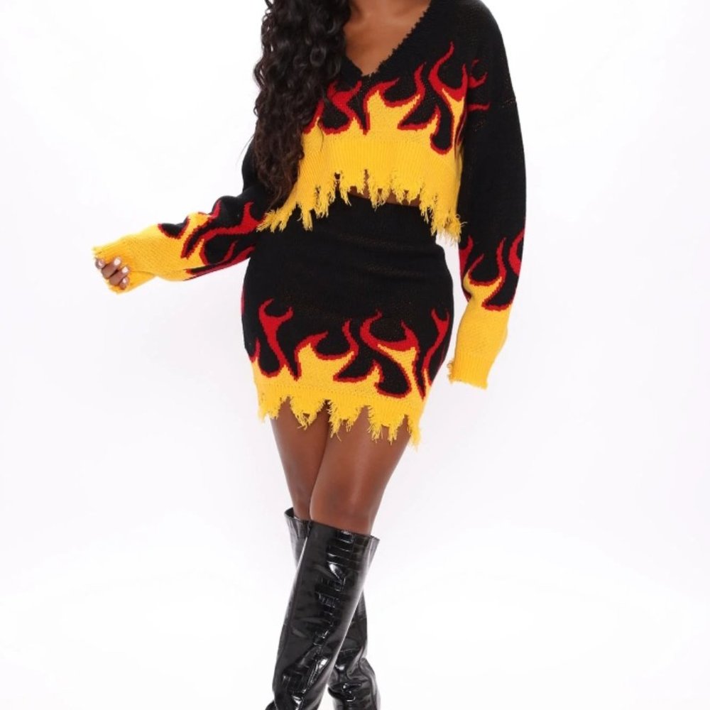 Distressed sweater two piece